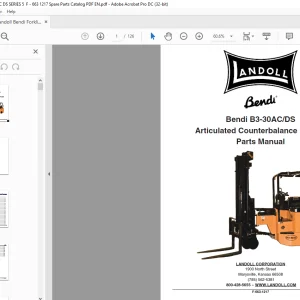 Landoll Bendi B3-30AC/DS Articulated Counterbalance Forklift Parts Manual
