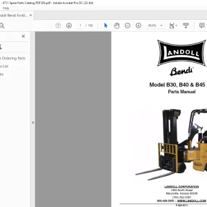 Landoll Bendi Forklift B30, B40 & B45 AC Parts Manual F-523-0711
