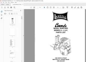 Landoll Bendi Forklift B30 E180D SERIES H, J, & K Parts Manual F-171-199