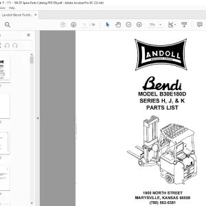 Landoll Bendi Forklift B30 E180D SERIES H, J, & K Parts Manual F-171-199 - PDF DOWNLOAD