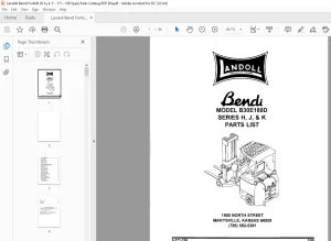 Landoll Bendi Forklift B30E 180D SERIES H, J, & K Parts Manual PDF