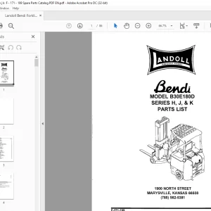 Landoll Bendi Forklift B30E 180D SERIES H, J, & K Parts Manual PDF