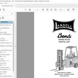 Landoll Bendi Forklift B3/25 Parts Manual F-443-0707 - PDF DOWNLOAD