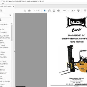 Landoll Bendi Forklift B3/30 AC Electric Narrow Aisle Forklift Parts Manual