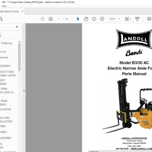Landoll Bendi Forklift B3/30 AC Electric Narrow Aisle Forklift Parts Manual F-549-1110