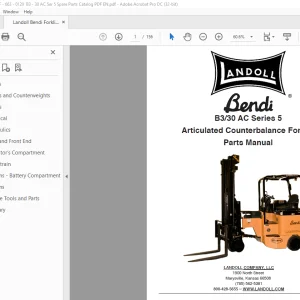 Landoll Bendi Forklift B330 AC Series 5 Articulated Counterbalance Forklift Parts Manual