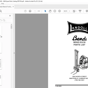 Landoll Bendi Forklift B3/30 Parts Manual F-493-0808  - PDF DOWNLOAD