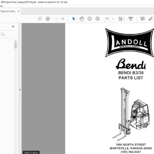 Landoll Bendi Forklift B3/30 Parts Manual F-493-0808 - PDF DOWNLOAD