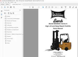 Landoll Bendi Forklift B40/50AC Series 6 High Lift and Deep Reach Forklifts Parts Manual