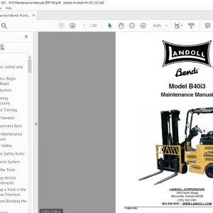 Landoll Bendi Forklift B40i3 Maintenance Manual F-503-1010 - PDF DOWNLOAD