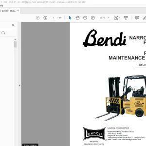 Landoll Bendi Forklift B40i3 NARROW AISLE FORKLIFT PLANNED MAINTENANCE MANUAL