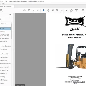 Landoll Bendi Forklift B55AC  B55AC HL Parts Manual F-596-R1