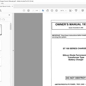 Landoll Bendi Forklift EX Battery Charger Owner's Manual - PDF DOWNLOAD