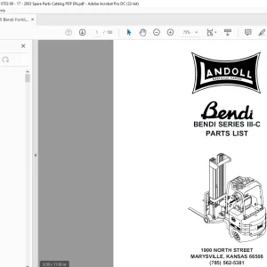Landoll Bendi Forklift SERIES III-C Parts List Manual F-301-0703 - PDF DOWNLOAD