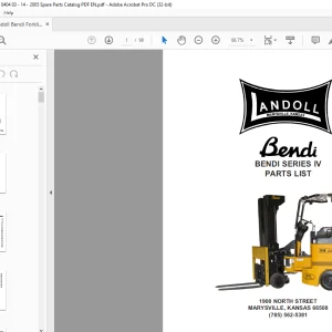 Landoll Bendi Forklift SERIES IV Parts Manual F-371-0404 - PDF DOWNLOAD