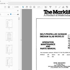 MARKLIFT 25E 25ETD 30E 36E 25 GTD SELF-PROPELLED SCISSOR OPERATION & PARTS MANUAL - PDF
