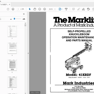 MARKLIFT 41KBDF SELF-PROPELLED KNUCKLEBOOM OPERATION & PARTS MANUAL - PDF
