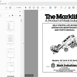 MARKLIFT 62 (4x4) & 62 (6x4) SELF-PROPELLED BOOM OPERATION & PARTS MANUAL - PDF