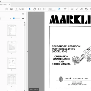 MARKLIFT 80-4 SELF-PROPELLED BOOM FOUR WHEEL DRIVE OPERATION & PARTS MANUAL - PDF
