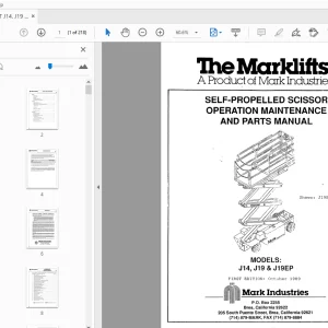 MARKLIFT J14, J19 & J19EP SELF-PROPELLED SCISSOR OPERATION & PARTS MANUAL 17218 - PDF