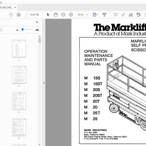 MARKLIFT M15S M15ST M20S M20ST SCISSOR LIFT  OPERATION & PARTS MANUAL - PDF