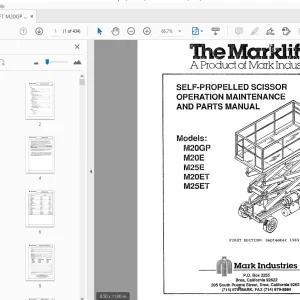 MARKLIFT M20GP M20E M25E M20ET M25ET SELF-PROPELLED OPERATION & PARTS MANUAL - PDF