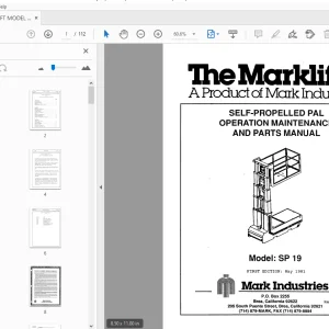 MARKLIFT MODEL SP 19 SELF-PROPELLED PAL OPERATION & PARTS MANUAL 17211 - PDF