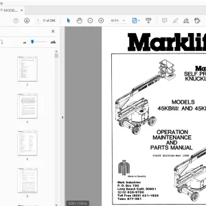MARKLIFT 45KB DUEL FUEL & 45KB SELF PROPELLED OPERATION & PARTS MANUAL - PDF