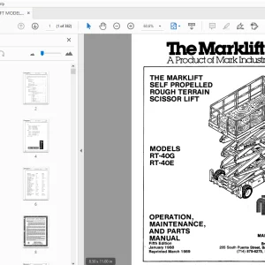 MARKLIFT MODELS RT-40G RT-40E SELF PROPELLED OPERATION & PARTS MANUAL - PDF
