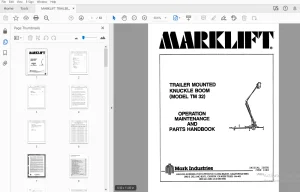 MARKLIFT TRAILER MOUNTED KNUCKLE BOOM (MODEL TM 32) OPERATION & PARTS MANUAL - PDF