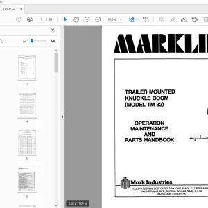 MARKLIFT TRAILER MOUNTED KNUCKLE BOOM (MODEL TM 32) OPERATION & PARTS MANUAL - PDF