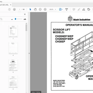 MARKLIFT CH20NEP/WEP CH26NEP/WEP CH30EP SCISSOR LIFT OPERATOR'S MANUAL - PDF