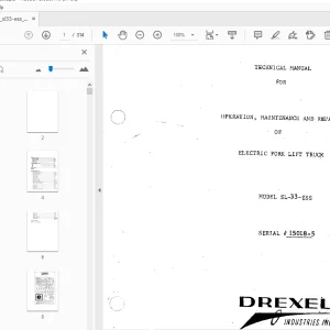 DREXEL SL-33-ESS ELECTRIC FORK LIFE TRUCK TECHNICAL MANUAL - PDF