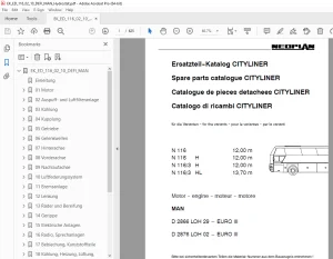 Man Neoplan N 116 N 116 H N 116/3 H N 116/3 HL CITYLINER MAN Motor Ersatzteil-Katalog PDF