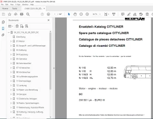 Man Neoplan N 116, N 116 H, N 116/3 H, N 116/3 HL Cityliner Ersatzteil-Katalog PDF