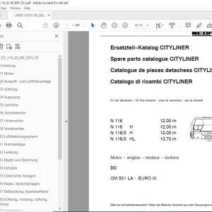 Man Neoplan N 116, N 116 H, N 116/3 H, N 116/3 HL Cityliner Ersatzteil-Katalog PDF