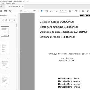 Man Neoplan N 316 Euroliner, MB Motor Ersatzteil-Katalog - PDF DOWNLOAD