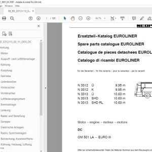 Man Neoplan N 3312 Ü K N 3313 Ü SHD SHD RL EUROLINER DC Motor Ersatzteil-Katalog PDF