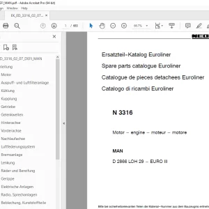Man Neoplan N 3316 Euroliner MAN Motor Ersatzteil-Katalog - PDF DOWNLOAD