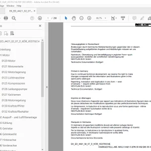 Man Neoplan N 4421 Ersatzteildokumentation 02_07_D_KOR_VESTISCHE PDF