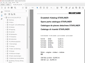 Man Neoplan N 516 SHD N 516/3 SHDH SHDHC SHDL SHDHL STARLINER DC Motor Ersatzteil-Katalog PDF