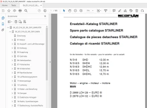 Man Neoplan N 516 SHD N 5163 SHDH SHDHC SHDL SHDHL STARLINER MAN Motor Ersatzteil-Katalog PDF