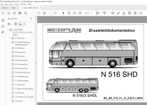 Man Neoplan N 516 SHD N516/3 SHDL MAN Motor Ersatzteildokumentation PDF