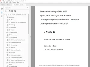 Man Neoplan N 516 SHD STARLINER Mercedes-Benz Ersatzteil-Katalog PDF