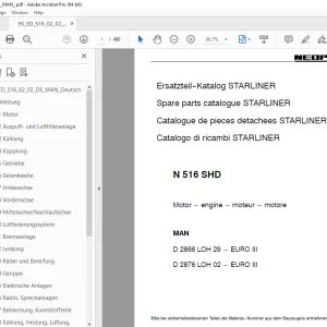 Man Neoplan N 516 SHD Starliner, MAN Motor Ersatzteil-Katalog PDF
