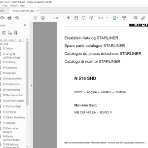Man Neoplan N 516 SHD Starliner, MB Motor Ersatzteil-Katalog PDF
