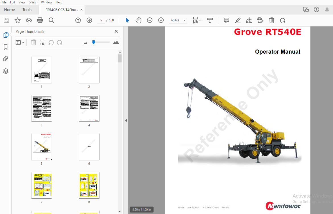 Manitowoc Grove RT540E Operator Manual - PDF DOWNLOAD - HeyDownloads ...