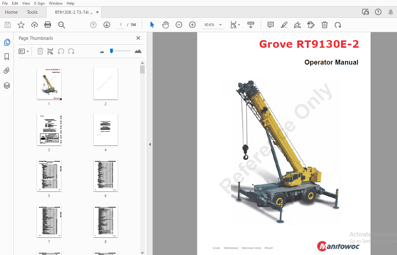 Manitowoc Grove RT9130E-2 Operator Manual - PDF DOWNLOAD - HeyDownloads ...