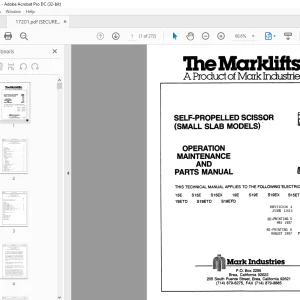 Marklift 15E S15E S15EX 19E S19E S19EX OPERATION MAINTENANCE AND PARTS MANUAL