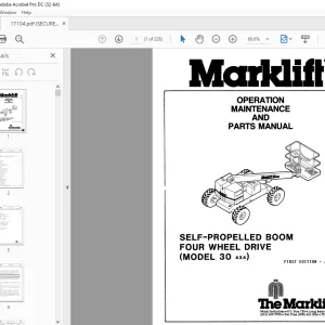 Marklift 30 4X4 SELF-PROPELLED BOOM FOUR WHEEL DRIVE OPERATION MAINTENANCE & PARTS MANUAL